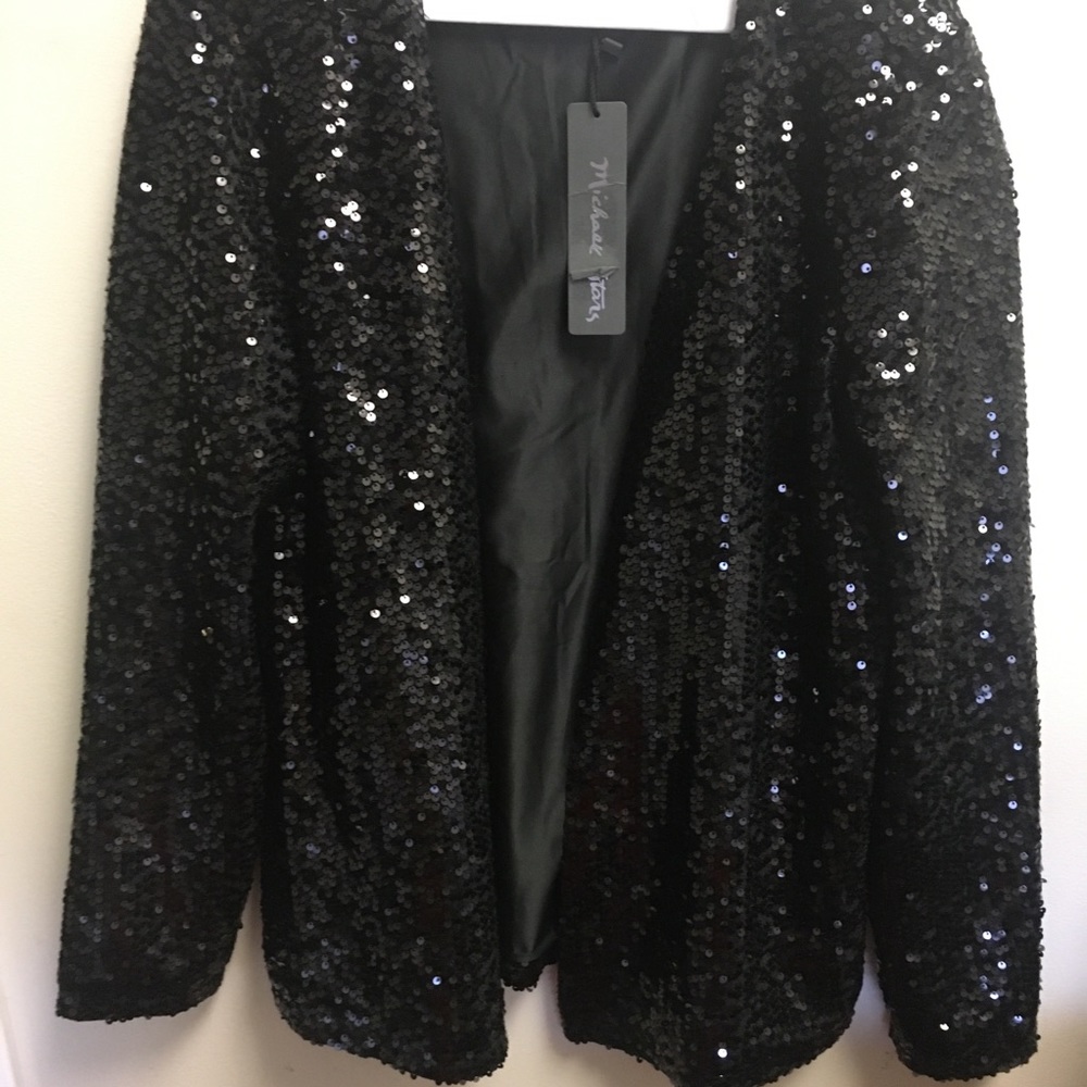 NWT Michael Stars Black Sequined Blazer